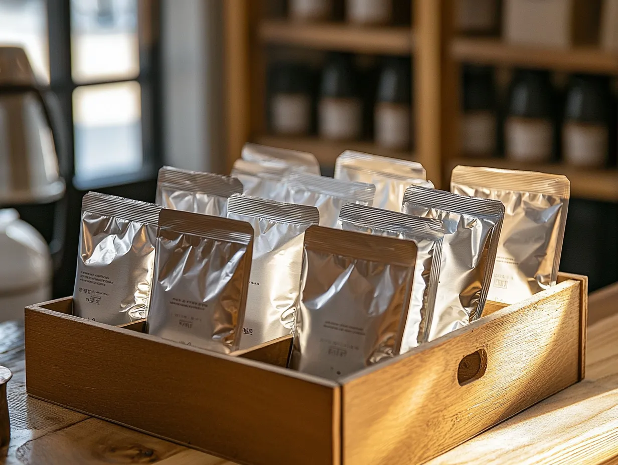 Stand-up pouches for coffee bean packaging